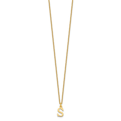 10K Yellow Gold 10Ky Cutout Letter S Initial Necklace