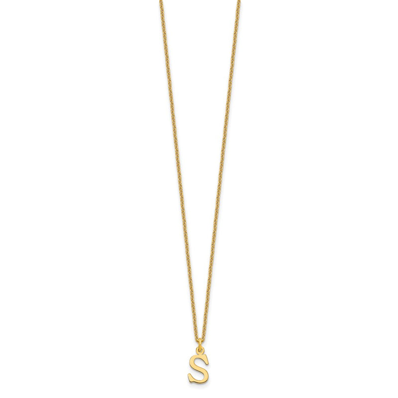10K Yellow Gold 10Ky Cutout Letter S Initial Necklace