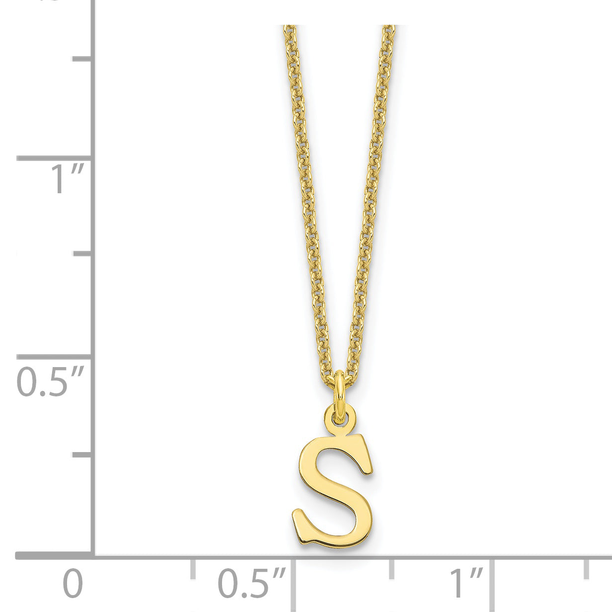 10K Yellow Gold 10Ky Cutout Letter S Initial Necklace