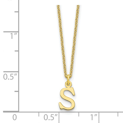 10K Yellow Gold 10Ky Cutout Letter S Initial Necklace