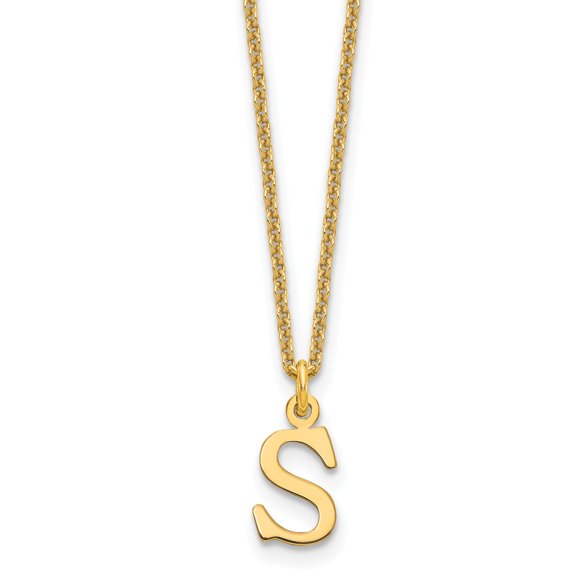 10K Yellow Gold 10Ky Cutout Letter S Initial Necklace