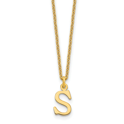10K Yellow Gold 10Ky Cutout Letter S Initial Necklace