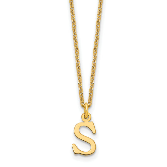 10K Yellow Gold 10Ky Cutout Letter S Initial Necklace