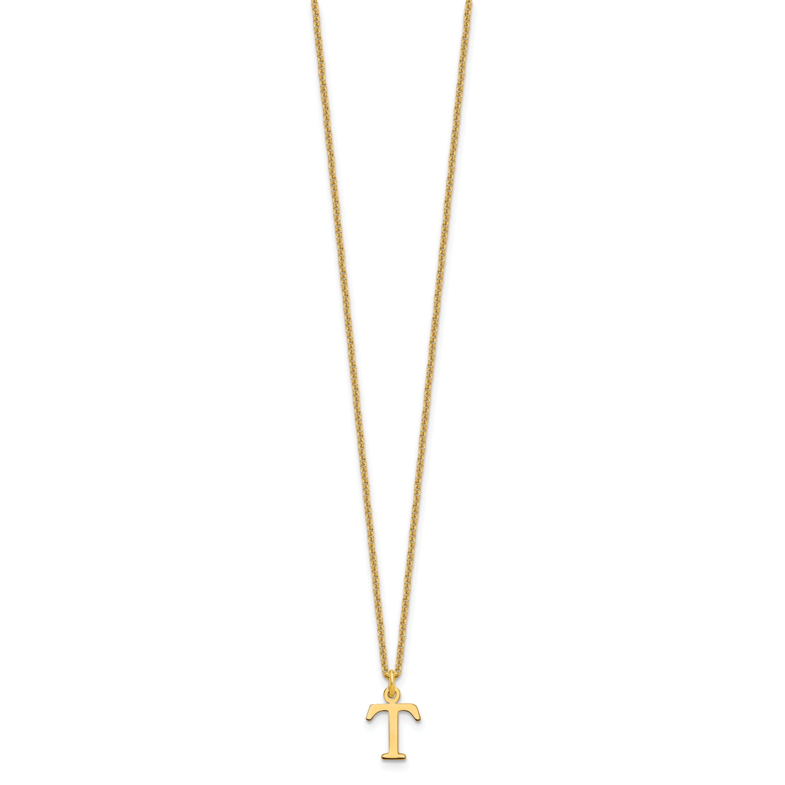 10K Yellow Gold 10Ky Cutout Letter T Initial Necklace