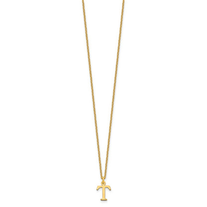 10K Yellow Gold 10Ky Cutout Letter T Initial Necklace