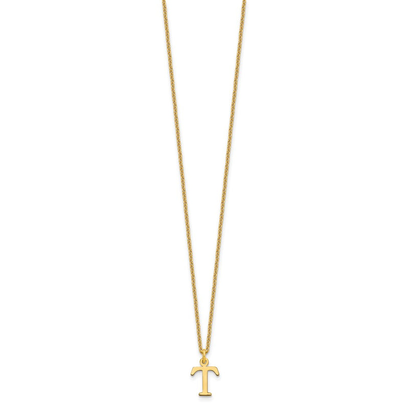 10K Yellow Gold 10Ky Cutout Letter T Initial Necklace