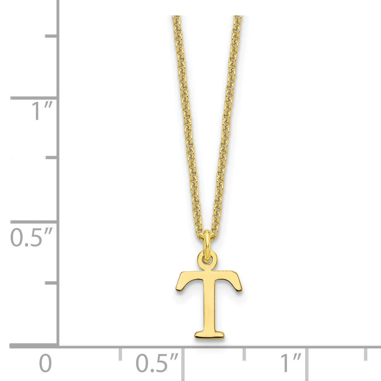 10K Yellow Gold 10Ky Cutout Letter T Initial Necklace