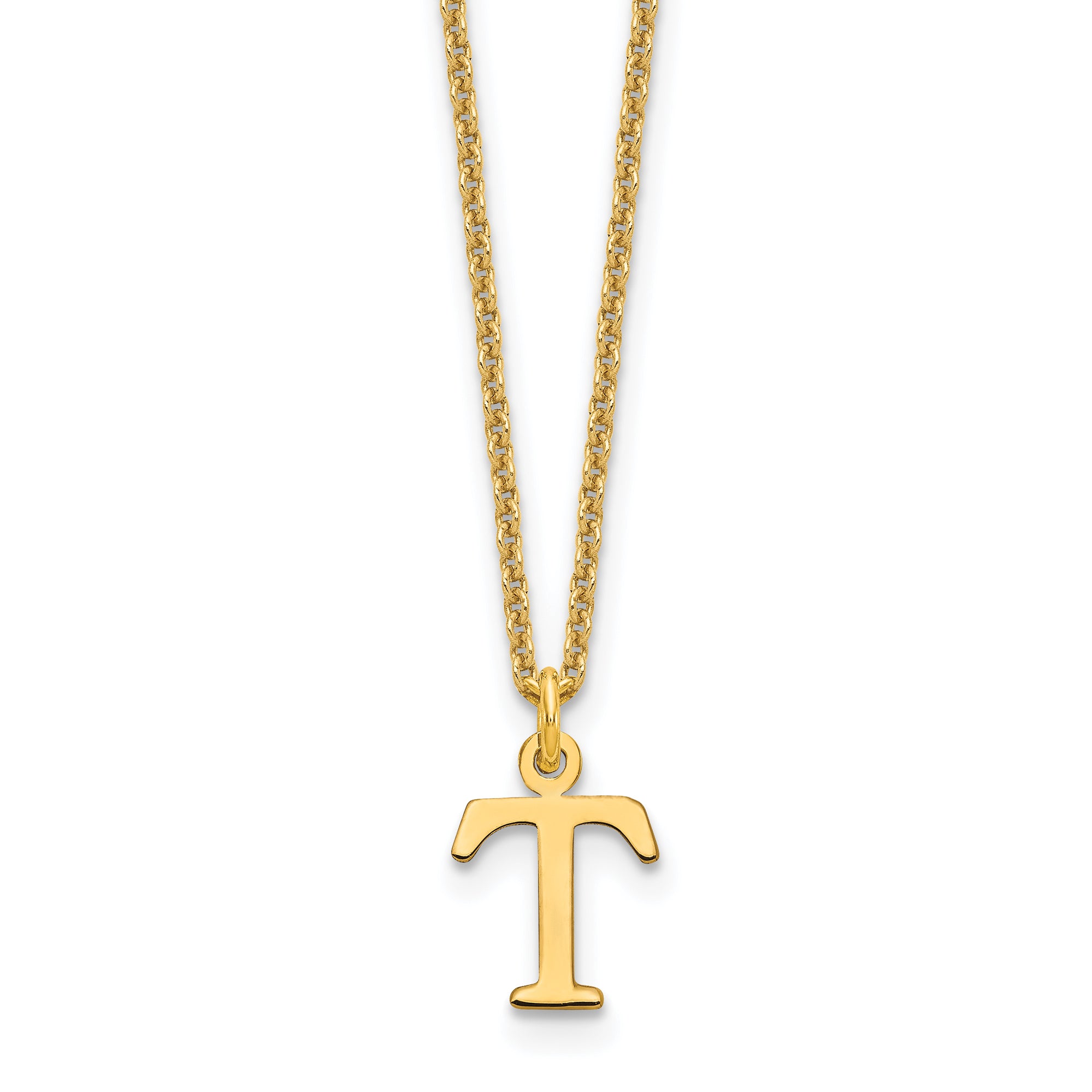10K Yellow Gold 10Ky Cutout Letter T Initial Necklace