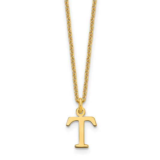 10K Yellow Gold 10Ky Cutout Letter T Initial Necklace