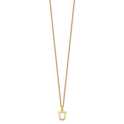 10K Yellow Gold 10Ky Cutout Letter U Initial Necklace