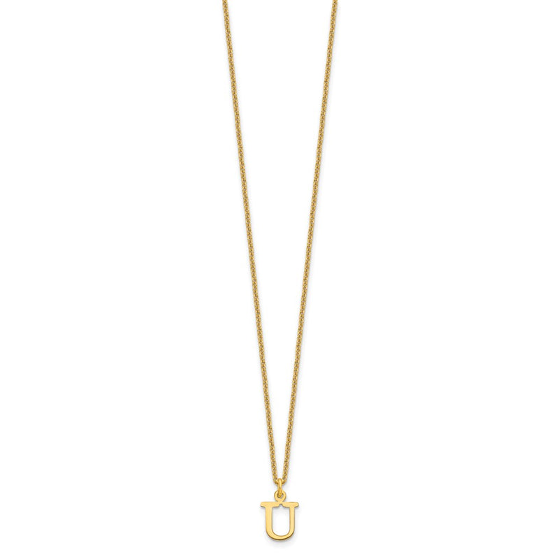 10K Yellow Gold 10Ky Cutout Letter U Initial Necklace