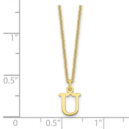 10K Yellow Gold 10Ky Cutout Letter U Initial Necklace