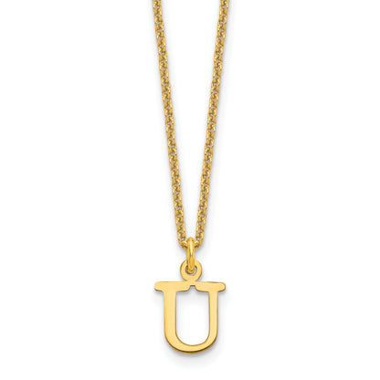 10K Yellow Gold 10Ky Cutout Letter U Initial Necklace