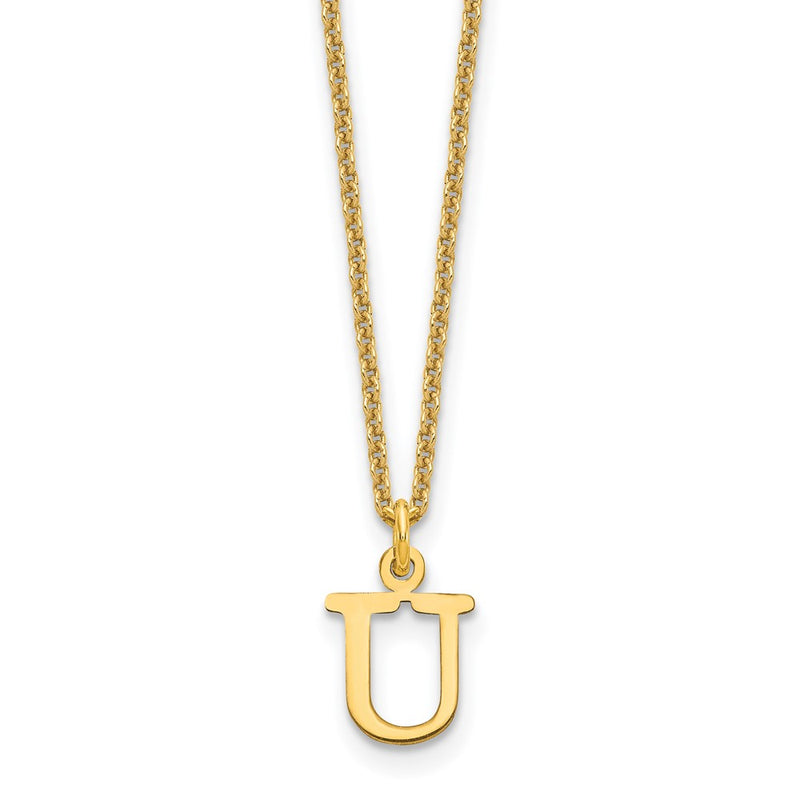 10K Yellow Gold 10Ky Cutout Letter U Initial Necklace