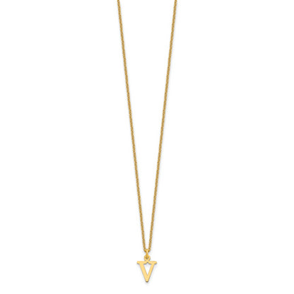 10K Yellow Gold 10Ky Cutout Letter V Initial Necklace