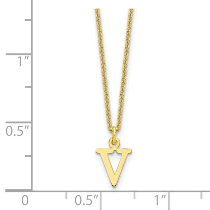 10K Yellow Gold 10Ky Cutout Letter V Initial Necklace