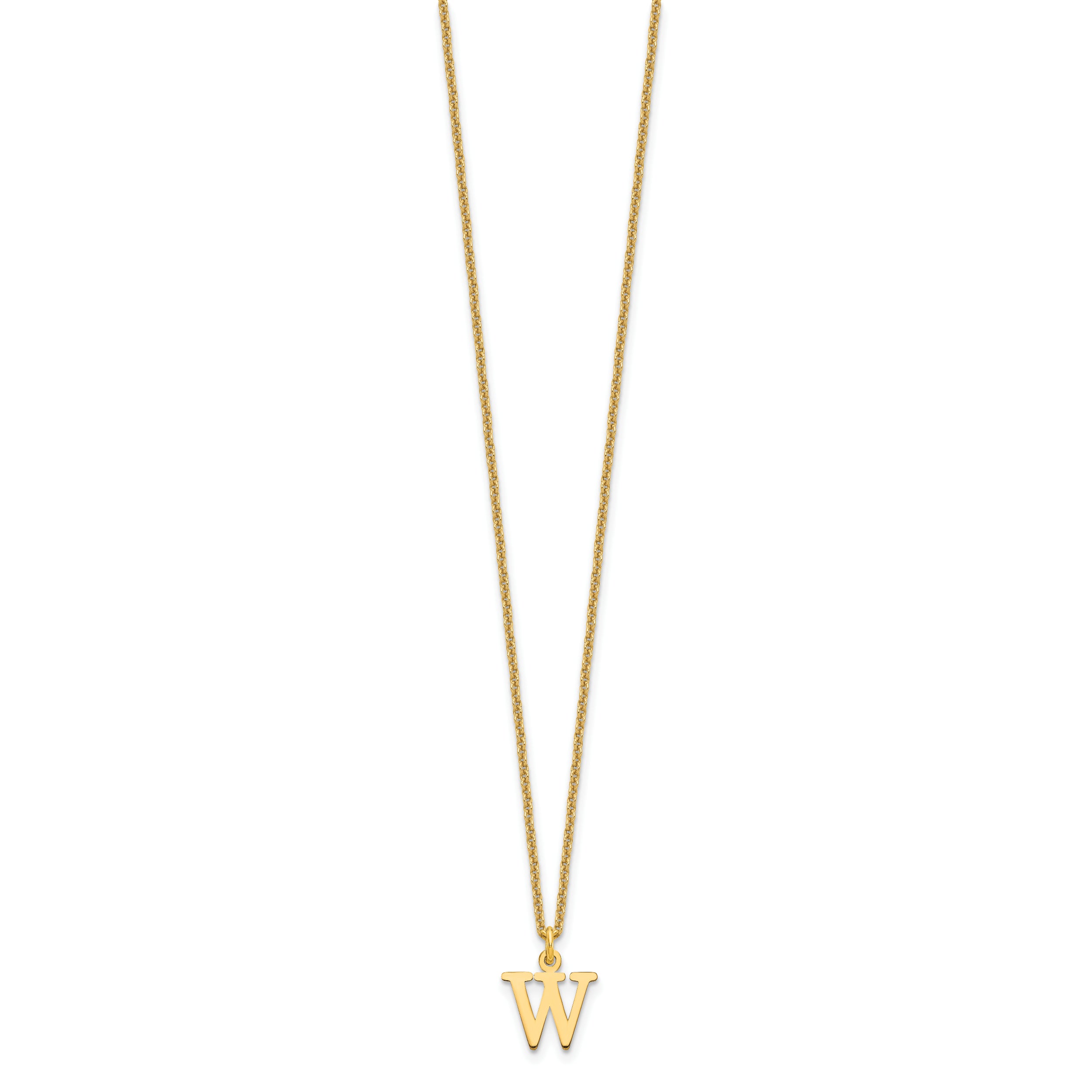 10K Yellow Gold 10Ky Cutout Letter W Initial Necklace