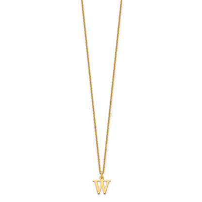 10K Yellow Gold 10Ky Cutout Letter W Initial Necklace