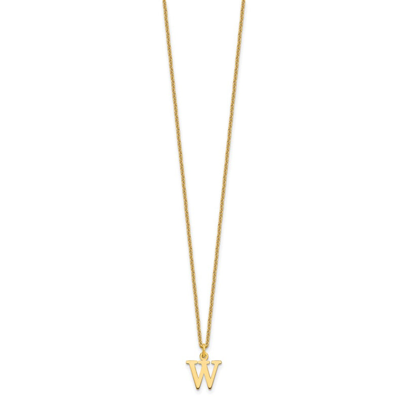 10K Yellow Gold 10Ky Cutout Letter W Initial Necklace