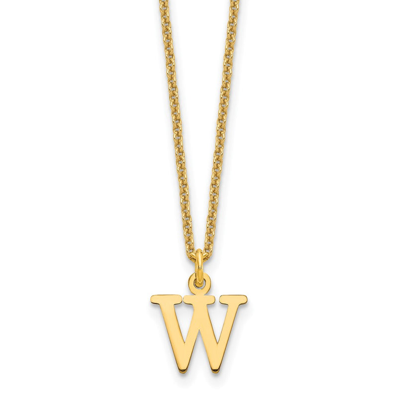 10K Yellow Gold 10Ky Cutout Letter W Initial Necklace