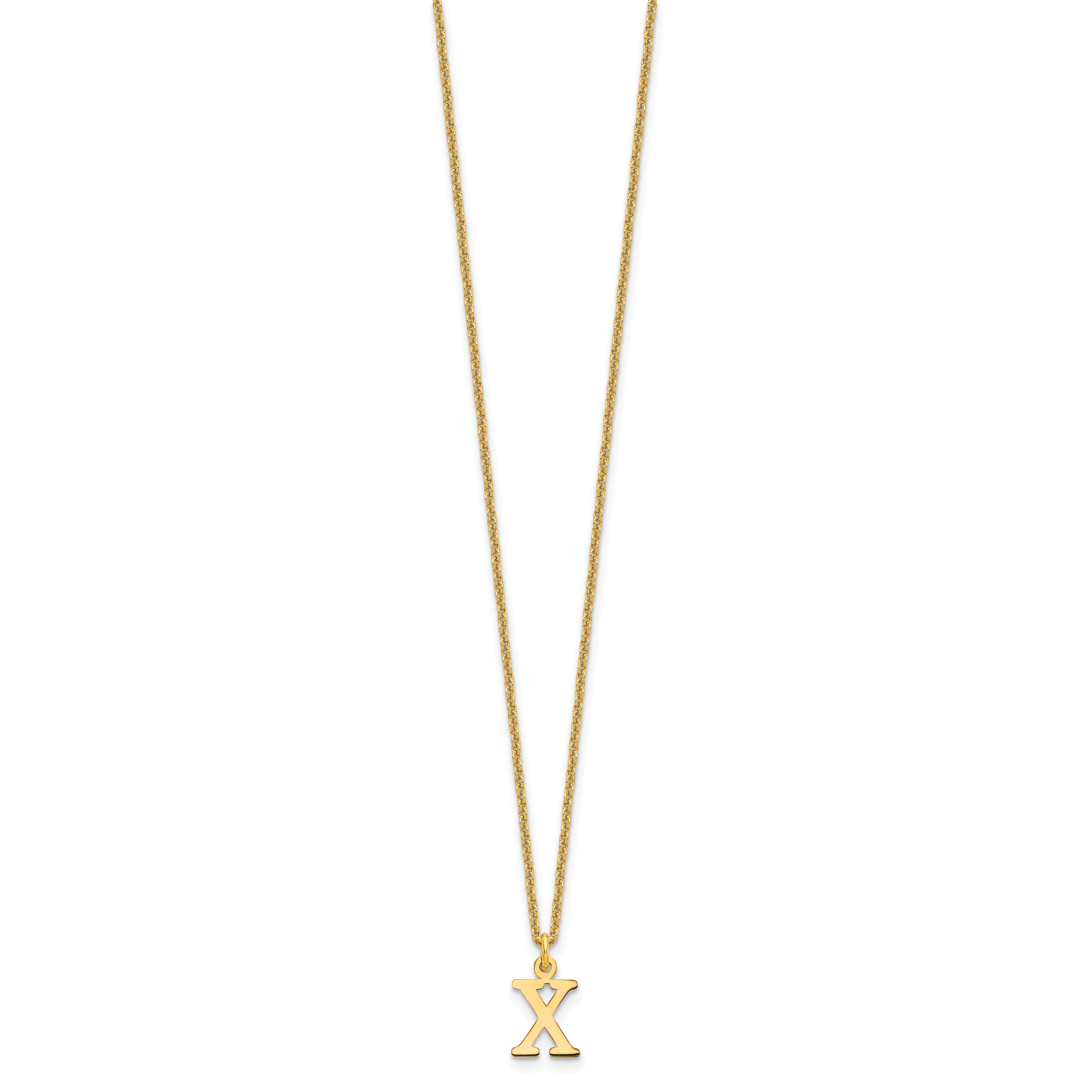 10K Yellow Gold 10Ky Cutout Letter X Initial Necklace