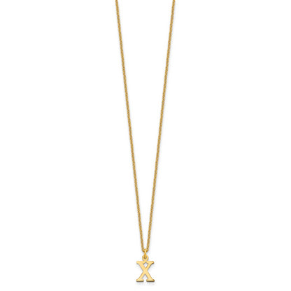 10K Yellow Gold 10Ky Cutout Letter X Initial Necklace