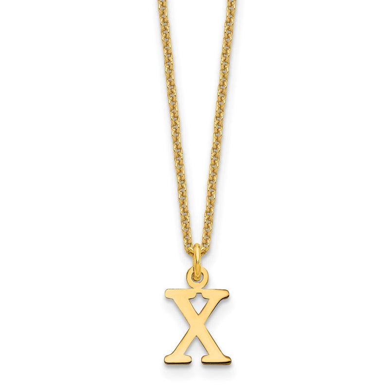 10K Yellow Gold 10Ky Cutout Letter X Initial Necklace