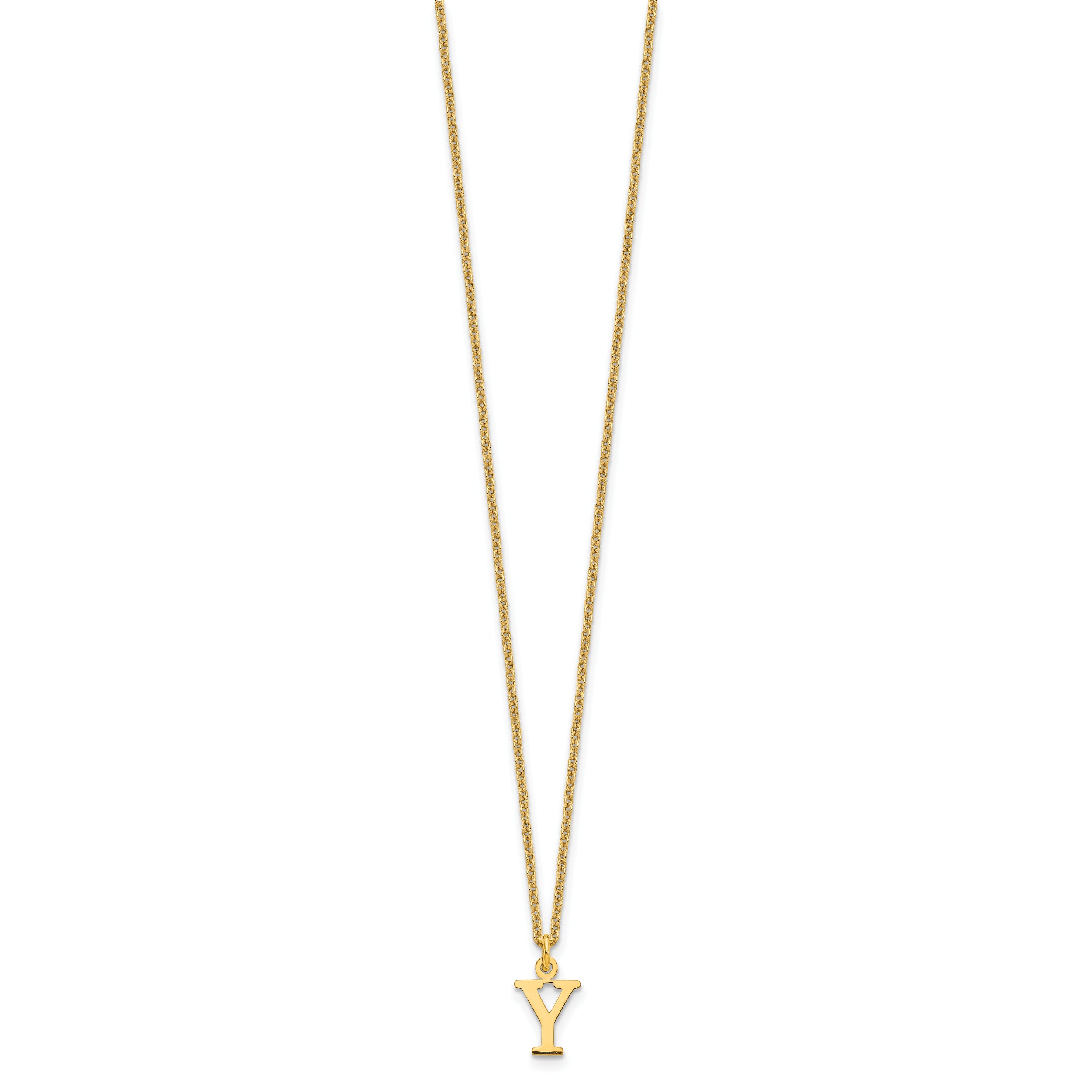 10K Yellow Gold 10Ky Cutout Letter Y Initial Necklace