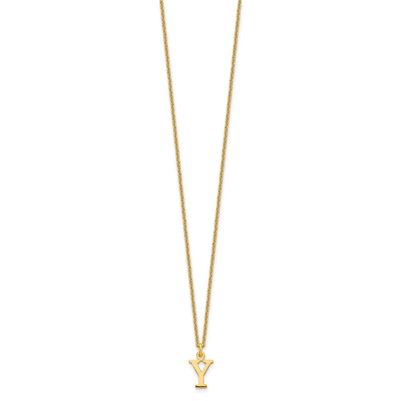 10K Yellow Gold 10Ky Cutout Letter Y Initial Necklace