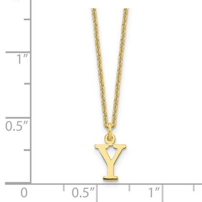 10K Yellow Gold 10Ky Cutout Letter Y Initial Necklace