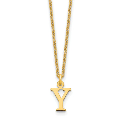 10K Yellow Gold 10Ky Cutout Letter Y Initial Necklace