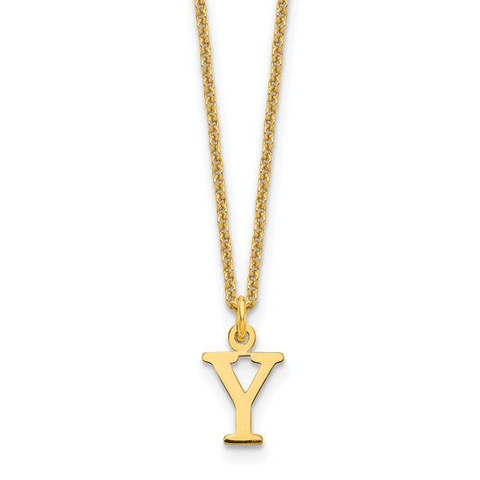 10K Yellow Gold 10Ky Cutout Letter Y Initial Necklace