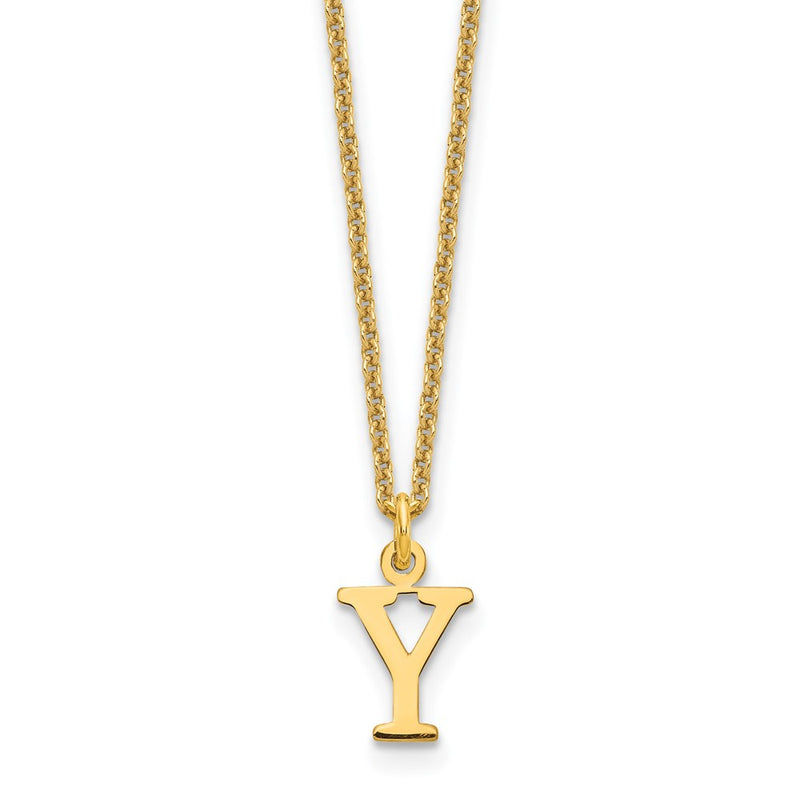 10K Yellow Gold 10Ky Cutout Letter Y Initial Necklace
