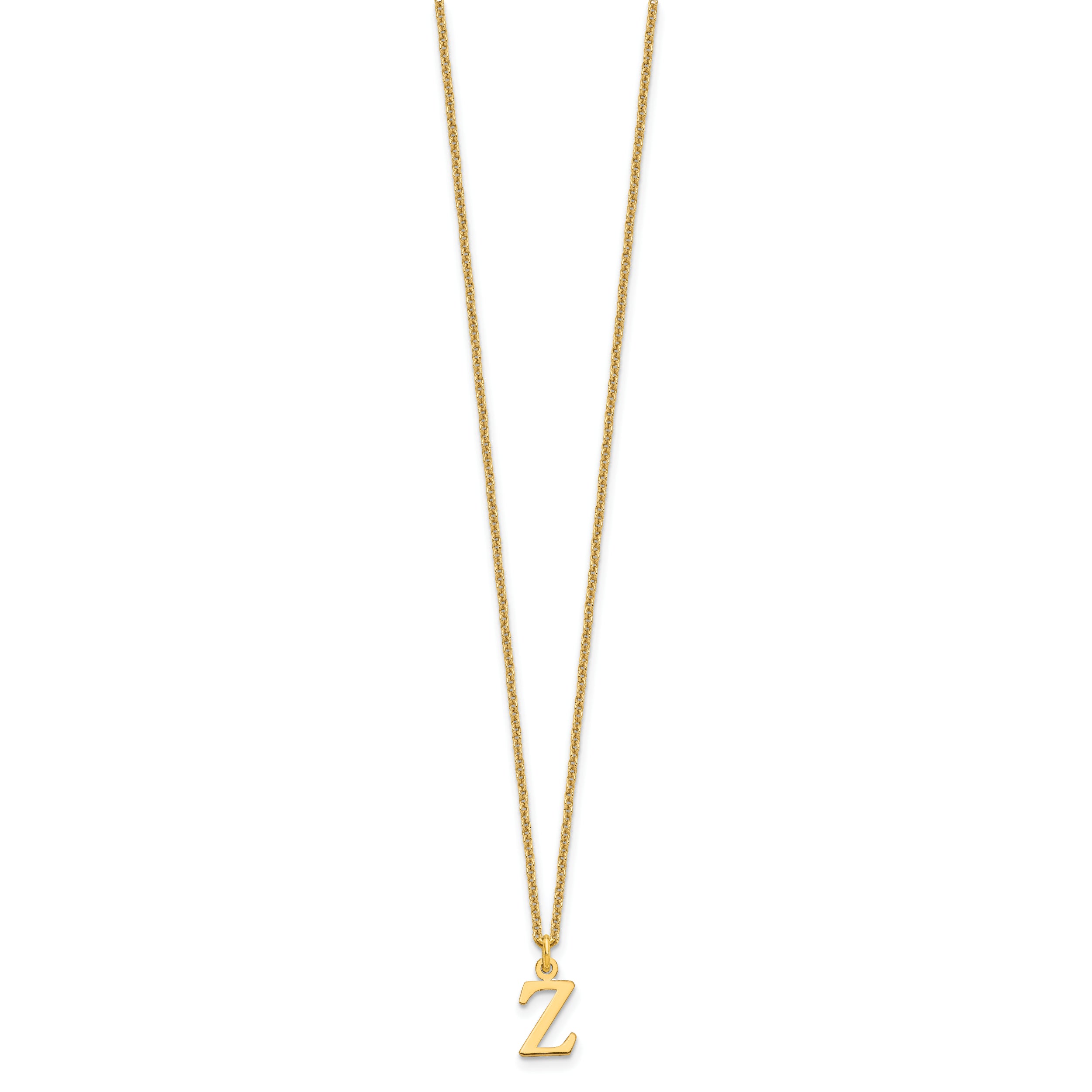 10K Yellow Gold 10Ky Cutout Letter Z Initial Necklace