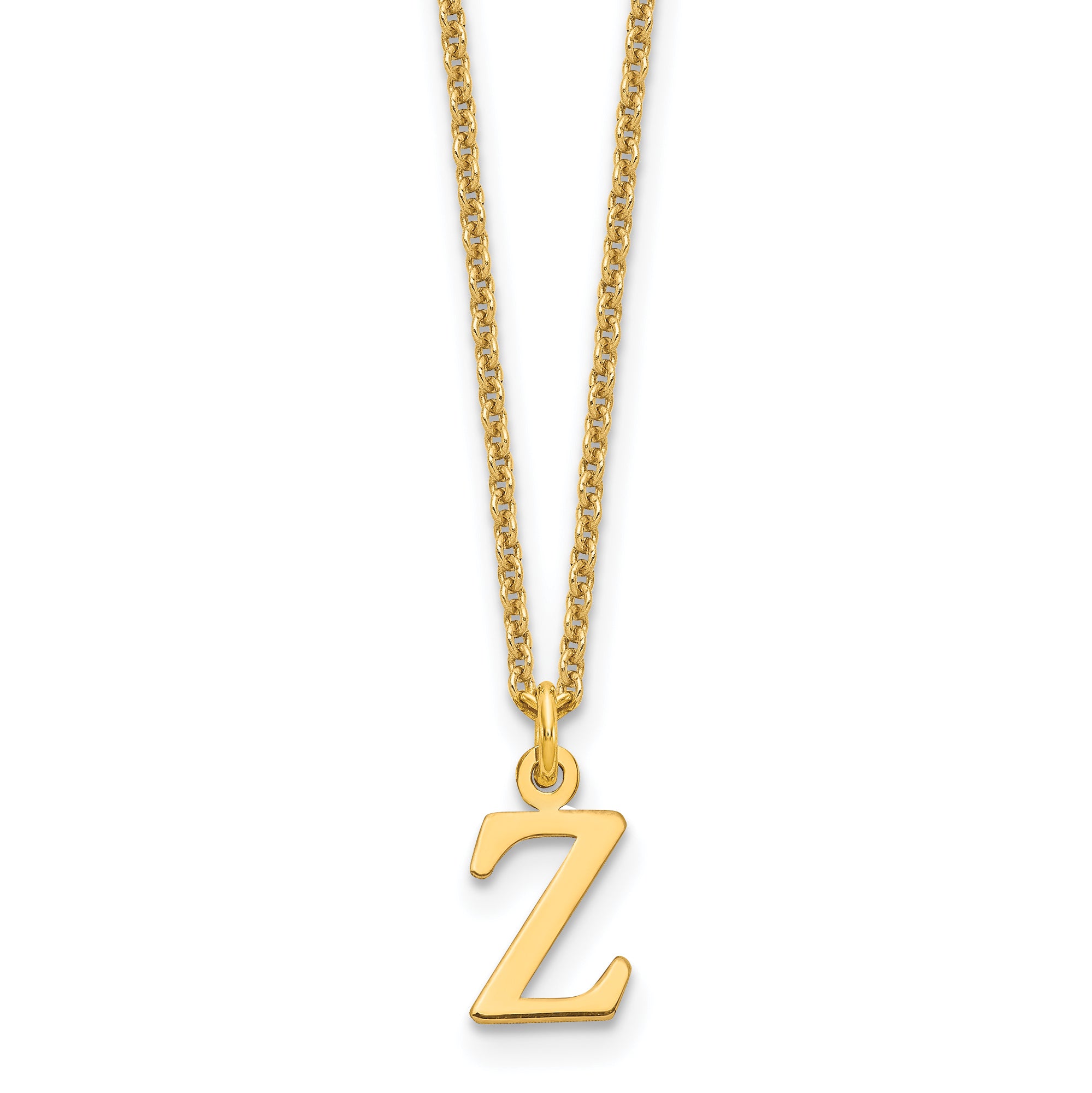 10K Yellow Gold 10Ky Cutout Letter Z Initial Necklace