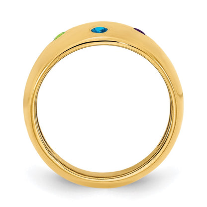 10K Yellow Gold 4 Birthstone Personalized Cigar Ring