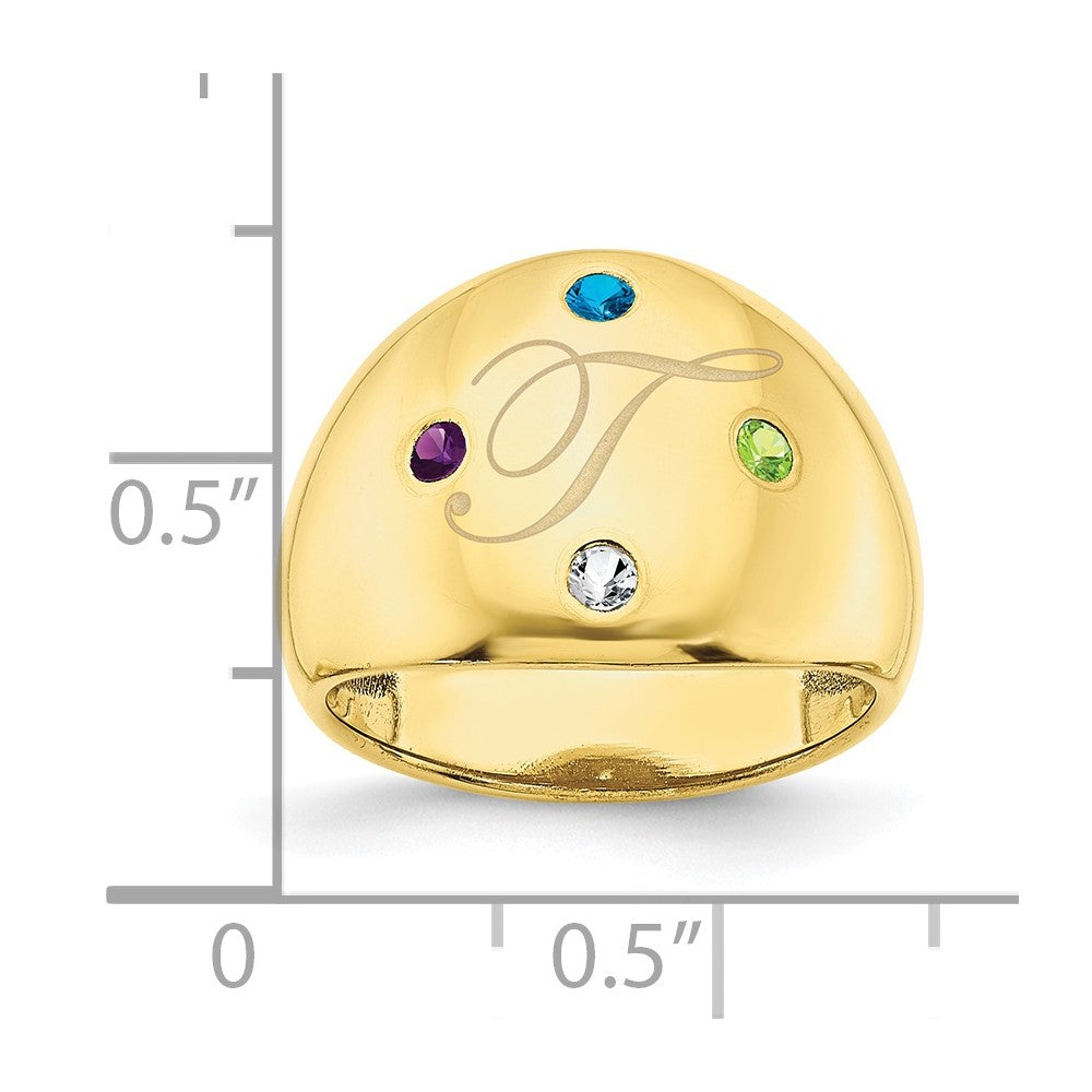 10K Yellow Gold 4 Birthstone Personalized Cigar Ring