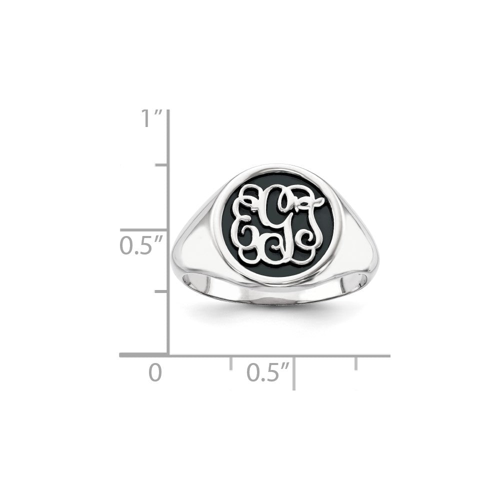 14K White Gold Casted High Polished Antiqued or Sandblast Monogram Ring