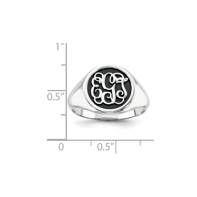 14K White Gold Casted High Polished Antiqued or Sandblast Monogram Ring