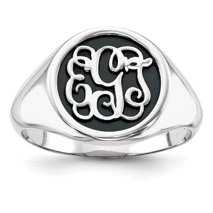 14K White Gold Casted High Polished Antiqued or Sandblast Monogram Ring