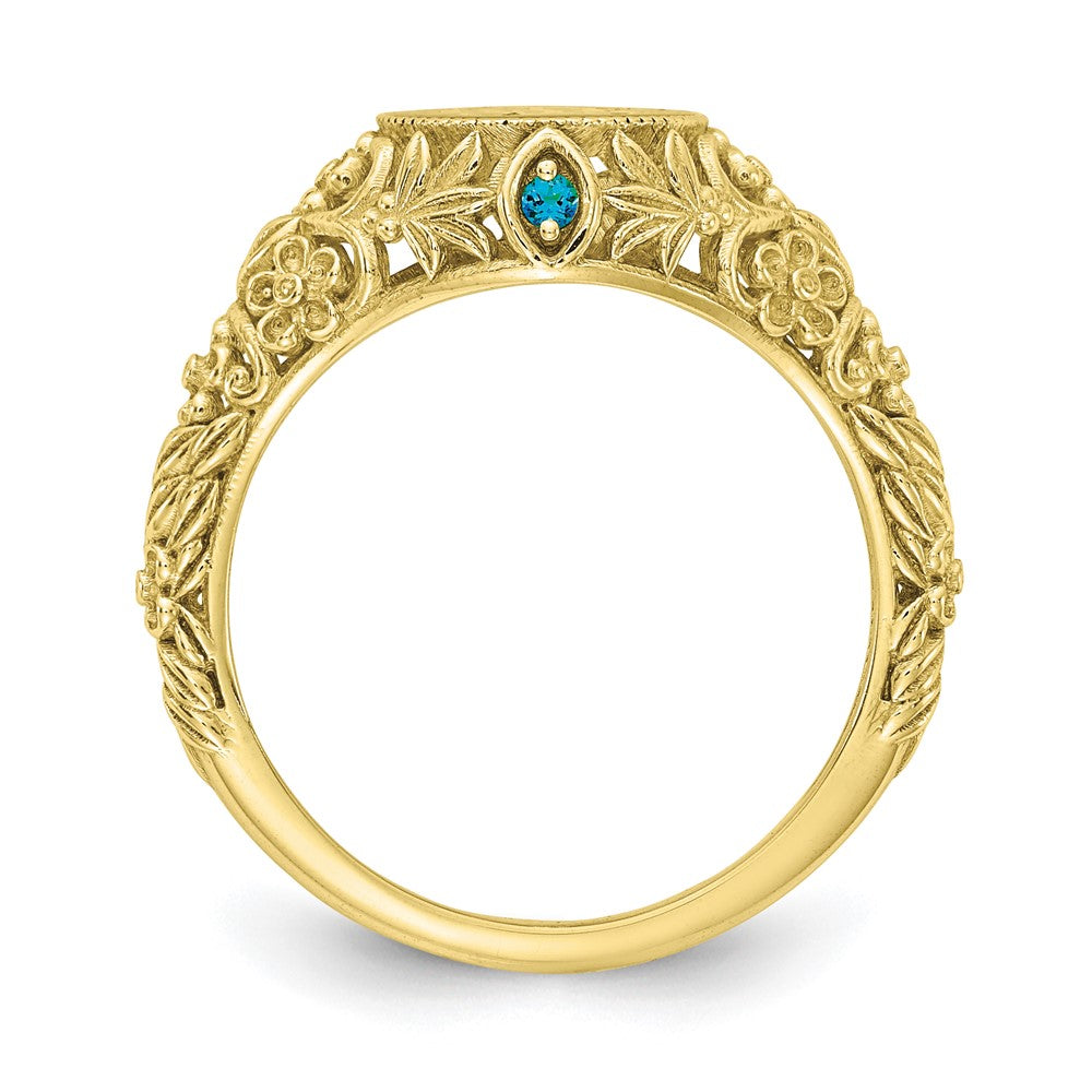 10k yellow gold filigree with 1 5mm birthstones monogram ring 10xnr82y