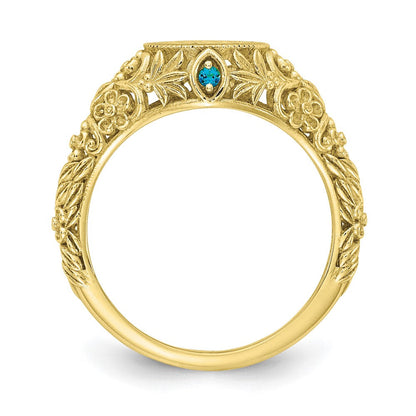 10k yellow gold filigree with 1 5mm birthstones monogram ring 10xnr82y