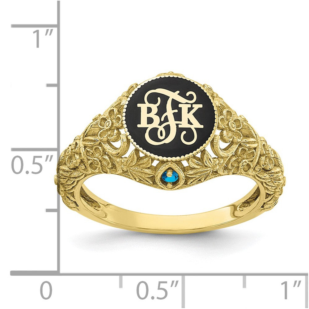 10k yellow gold filigree with 1 5mm birthstones monogram ring 10xnr82y