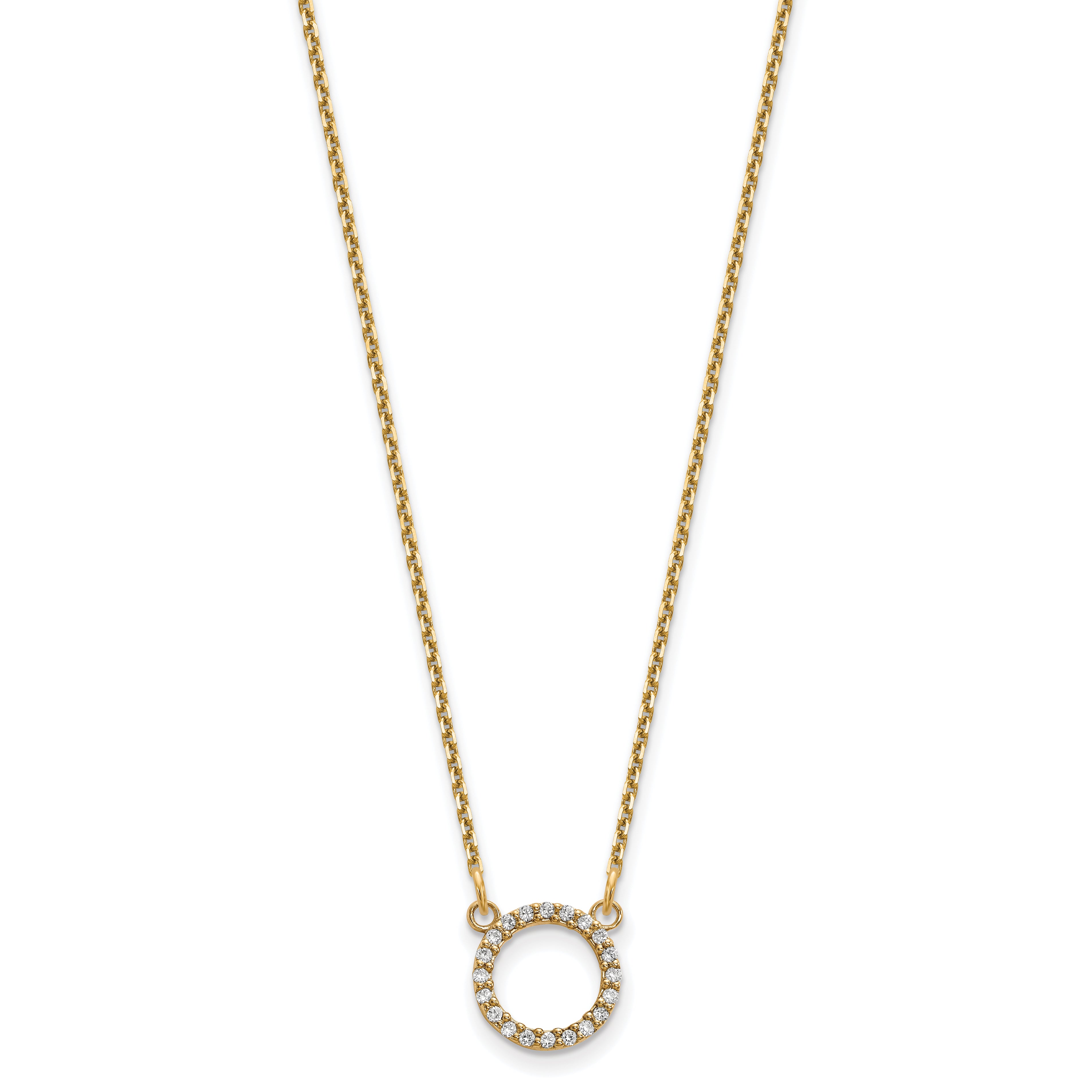 10K Yellow Gold Diamond Open Circle Necklace