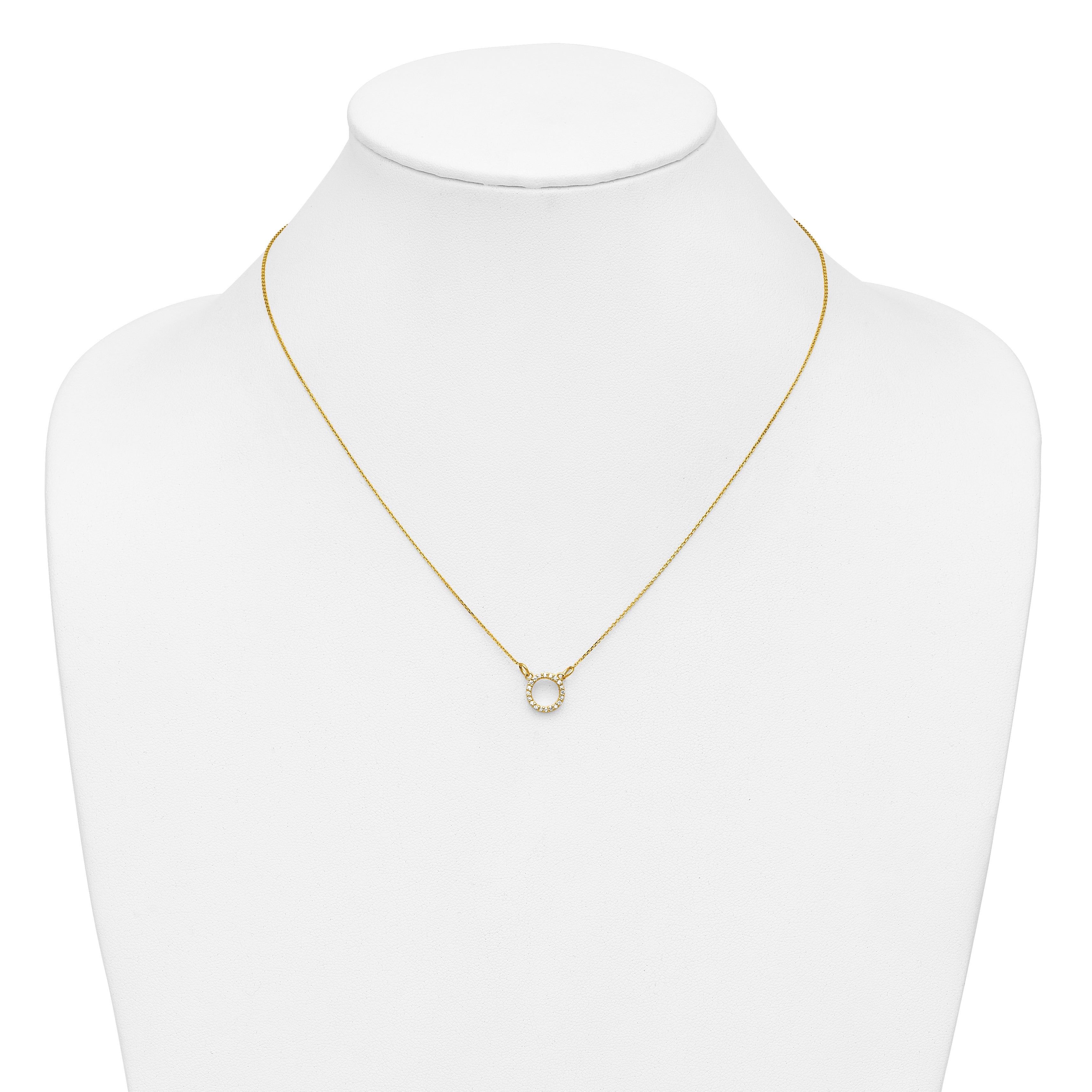 10K Yellow Gold Diamond Open Circle Necklace