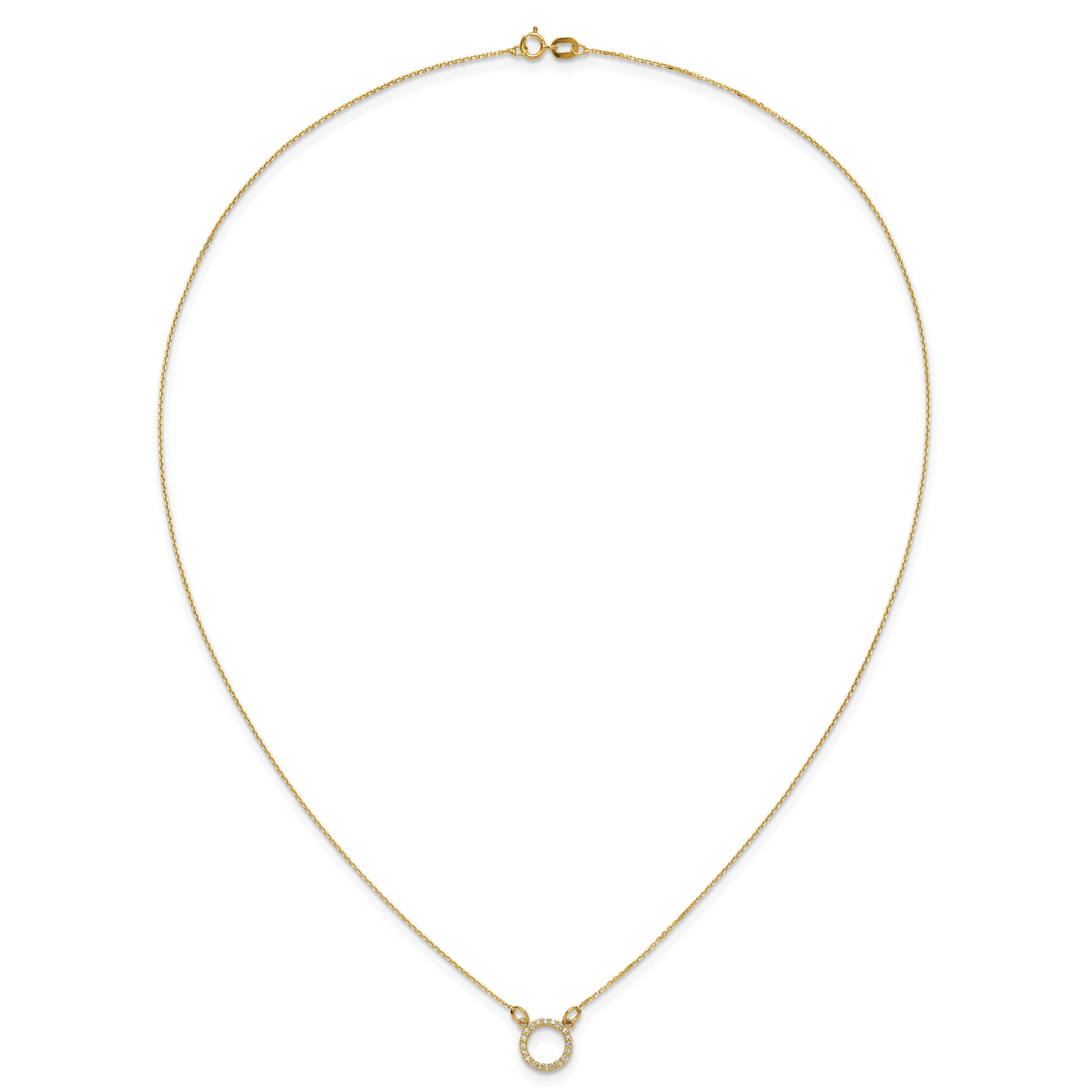 10K Yellow Gold Diamond Open Circle Necklace