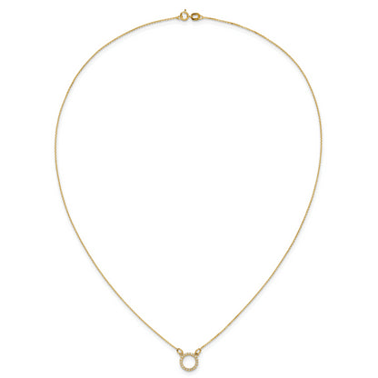10K Yellow Gold Diamond Open Circle Necklace