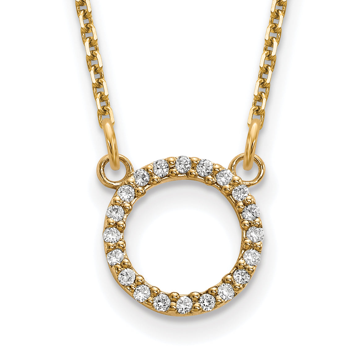 10K Yellow Gold Diamond Open Circle Necklace