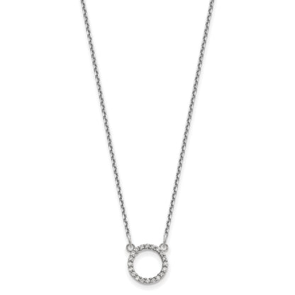 10K White Gold Diamond Open Circle Necklace