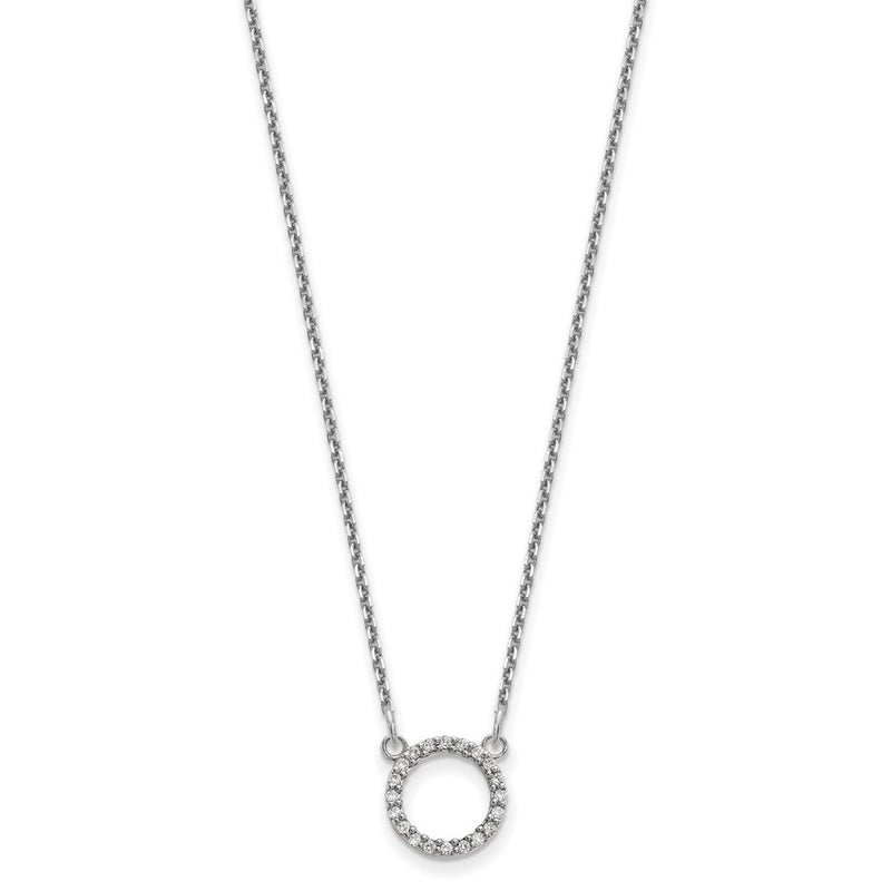 10K White Gold Diamond Open Circle Necklace